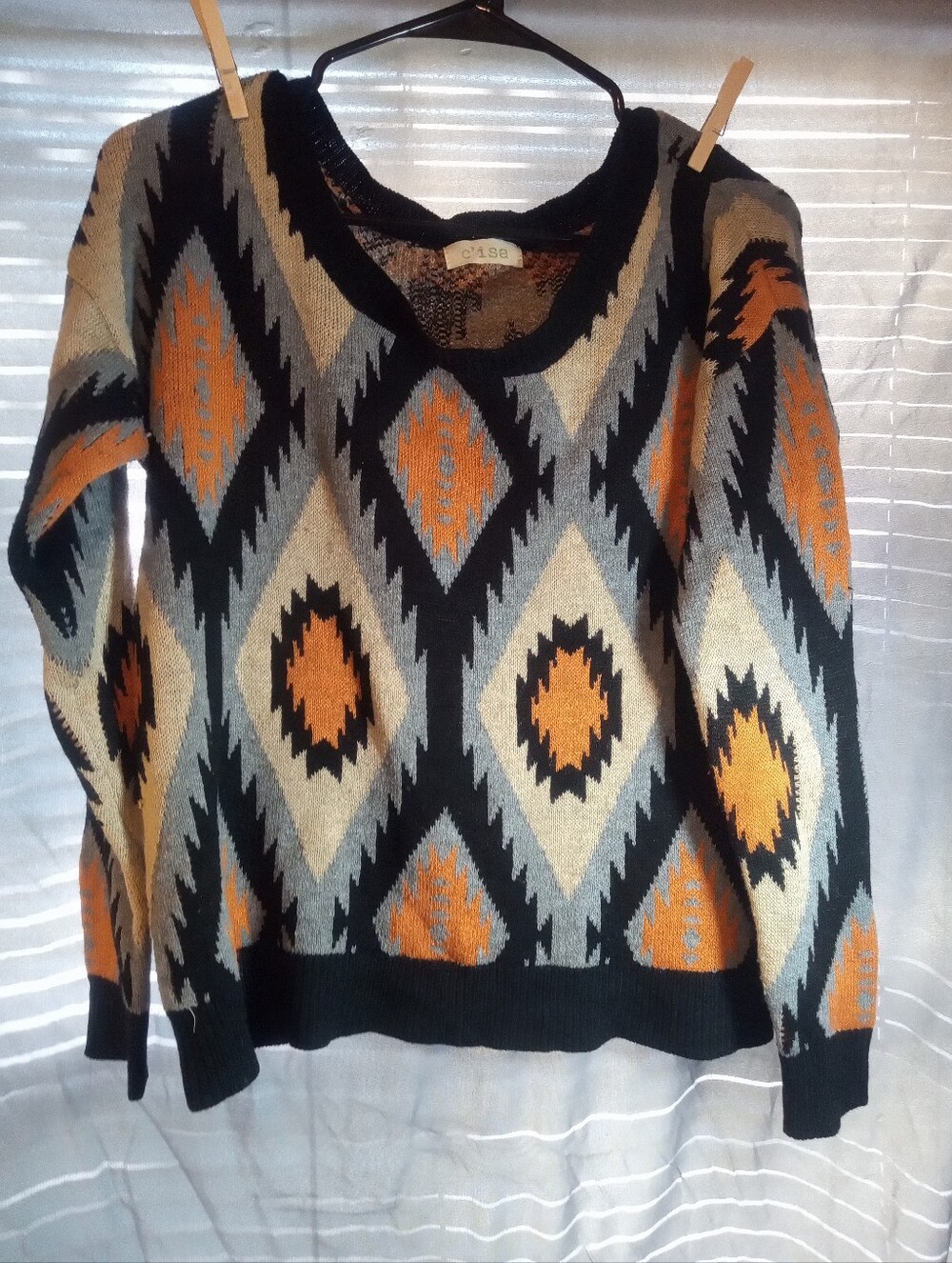 C'isa Casual Aztec Geometric Pattern Women's Sweater